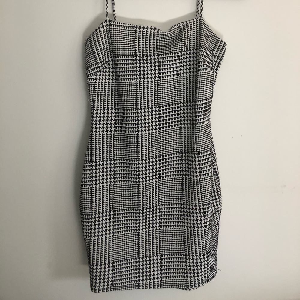 Black and White Plaid Mini Dress